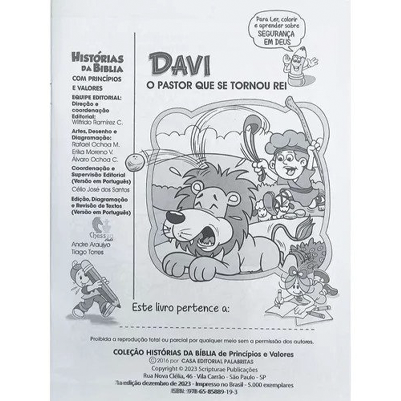 Livro Infantil Histórias Bíblicas De Colorir - Livro Bilingue História De Davi - Imagem 2