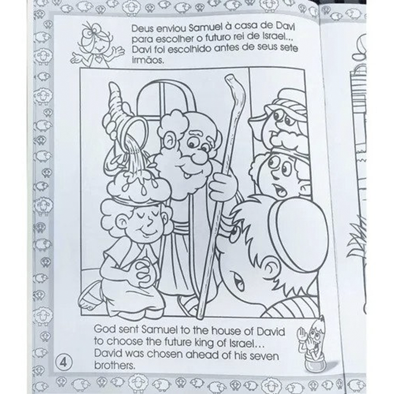 Livro Infantil Histórias Bíblicas De Colorir - Livro Bilingue História De Davi - Imagem 3