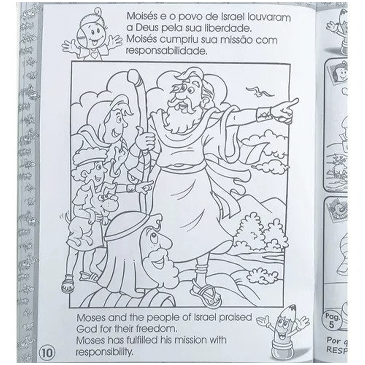 Livro Infantil Histórias Bíblicas De Colorir - Livro Bilingue História De Moisés - Imagem 4