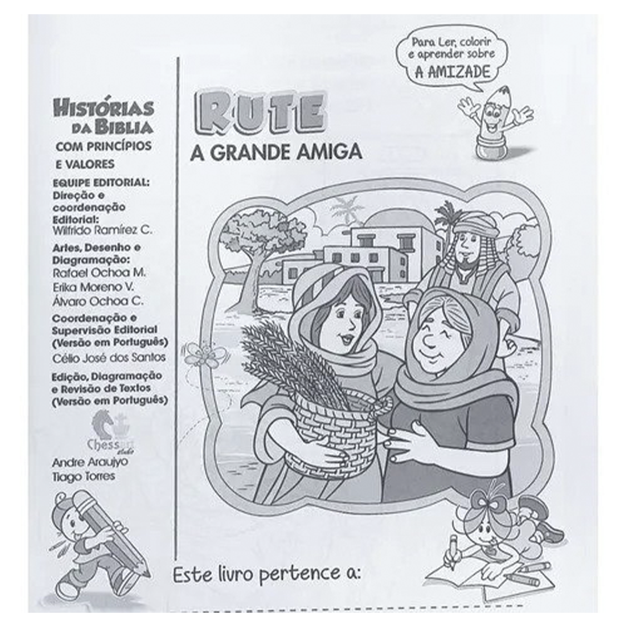 Livro Infantil Histórias Bíblicas De Colorir Livro Bilingue História Rute - Imagem 4