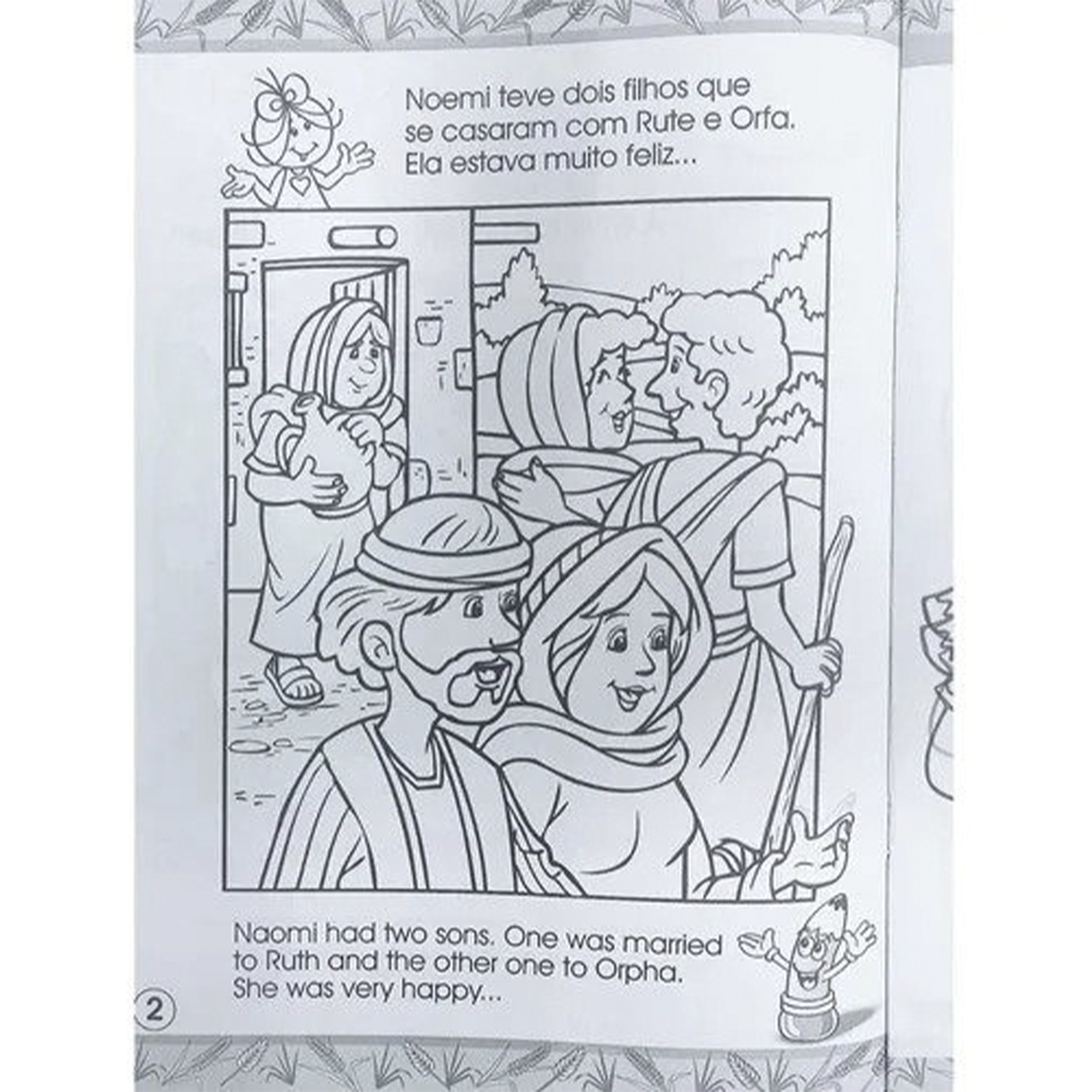 Livro Infantil Histórias Bíblicas De Colorir Livro Bilingue História Rute - Imagem 3